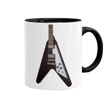 Guitar flying V, Mug colored black, ceramic, 330ml