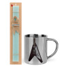 Easter Set, metallic thermal cup (300ml) & aromatic flat Easter candle (30cm) (TURQUOISE)