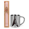 Easter Set, metallic thermal cup (300ml) & aromatic flat Easter candle (30cm) (PINK)