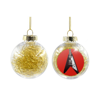 Guitar flying V, Transparent Christmas tree ball ornament with gold filling 8cm