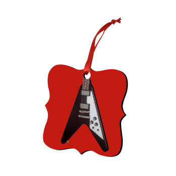 Guitar flying V, Christmas ornament polygon wooden 7.5cm