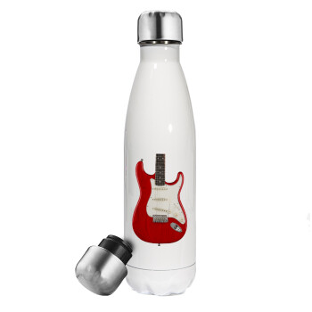 Guitar stratocaster, Metal mug thermos White (Stainless steel), double wall, 500ml