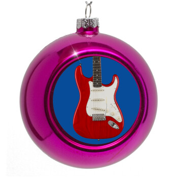 Guitar stratocaster, Purple Christmas tree ornament bauble 8cm