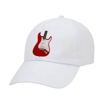 Guitar stratocaster, Καπέλο Ενηλίκων Baseball Λευκό 5-φύλλο (POLYESTER, ΕΝΗΛΙΚΩΝ, UNISEX, ONE SIZE)