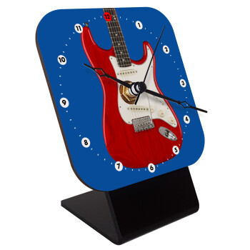 Guitar stratocaster, Quartz Wooden table clock with hands (10cm)