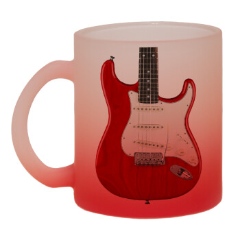 Guitar stratocaster, Κούπα γυάλινη δίχρωμη με βάση το κόκκινο ματ, 330ml