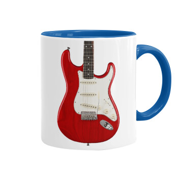 Guitar stratocaster, Mug colored blue, ceramic, 330ml