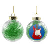 Transparent Christmas tree ball ornament with green filling 8cm