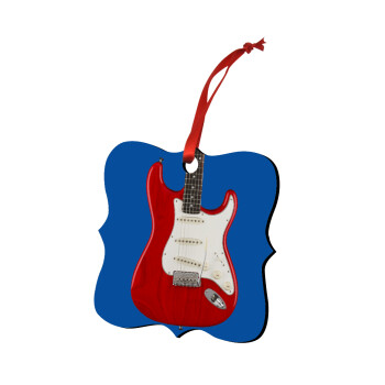 Guitar stratocaster, Christmas ornament polygon wooden 7.5cm