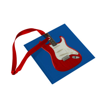 Guitar stratocaster, Στολίδι Χριστουγεννιάτικο στολίδι γυάλινο τετράγωνο 9x9cm