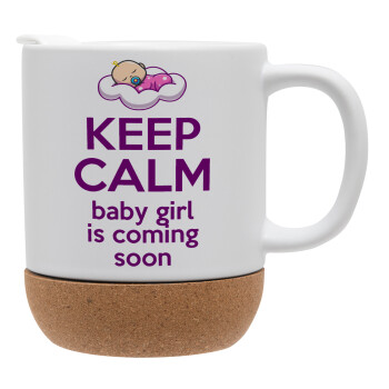 KEEP CALM baby girl is coming soon!!!, Ceramic coffee mug Cork (MAT), 330ml (1pcs)