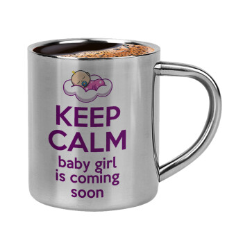 KEEP CALM baby girl is coming soon!!!, Double-wall metal cup for espresso (220ml)