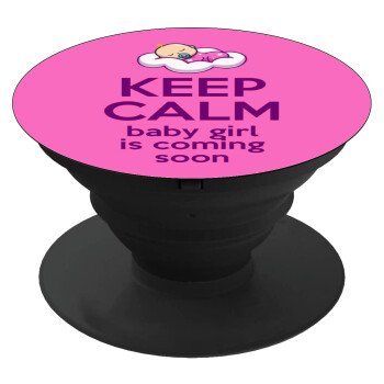 KEEP CALM baby girl is coming soon!!!, Phone Holders Stand  Black Hand-held Mobile Phone Holder