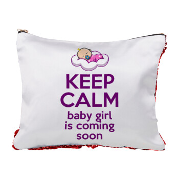 KEEP CALM baby girl is coming soon!!!, Red sequin cosmetic bag