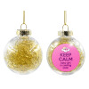 Transparent Christmas tree ball ornament with gold filling 8cm