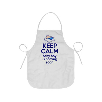 KEEP CALM baby boy is coming soon!!!, Chef Apron Short Full Length Adult (63x75cm)
