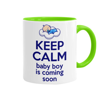 KEEP CALM baby boy is coming soon!!!, Κούπα χρωματιστή βεραμάν, κεραμική, 330ml