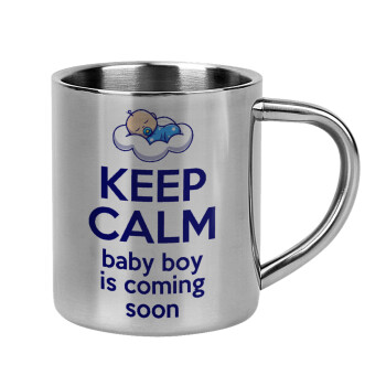KEEP CALM baby boy is coming soon!!!, Κούπα Ανοξείδωτη διπλού τοιχώματος 300ml