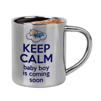 KEEP CALM baby boy is coming soon!!!, Double-wall metal cup for espresso (220ml)