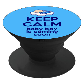 KEEP CALM baby boy is coming soon!!!, Phone Holders Stand  Black Hand-held Mobile Phone Holder