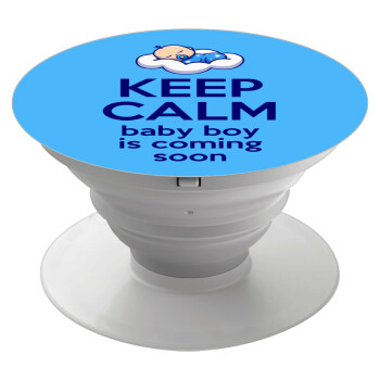 KEEP CALM baby boy is coming soon!!!, Phone Holders Stand  Λευκό Βάση Στήριξης Κινητού στο Χέρι