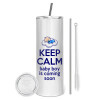 Eco friendly stainless steel tumbler 600ml, with metal straw & cleaning brush