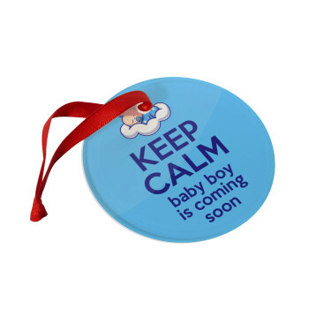 KEEP CALM baby boy is coming soon!!!, Christmas ornament glass 9cm