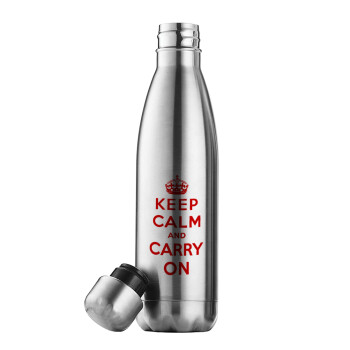 KEEP CALM  and carry on, Inox (Stainless steel) double-walled metal mug, 500ml