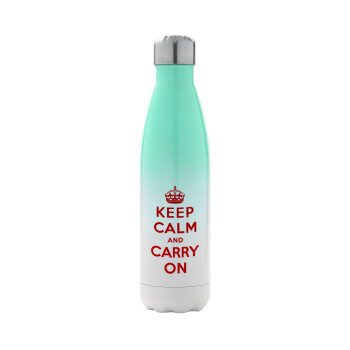 KEEP CALM  and carry on, Metal mug thermos Green/White (Stainless steel), double wall, 500ml