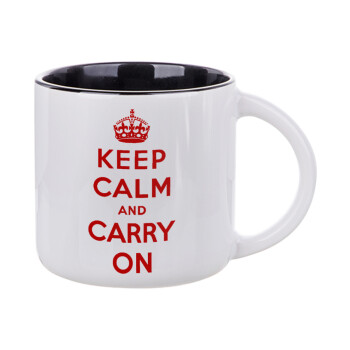 KEEP CALM  and carry on, Κούπα κεραμική 400ml Λευκή/Μαύρη