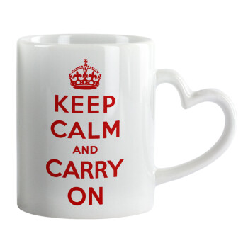 KEEP CALM  and carry on, Mug heart handle, ceramic, 330ml