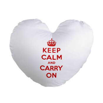 KEEP CALM  and carry on, Μαξιλάρι καναπέ καρδιά 40x40cm περιέχεται το  γέμισμα