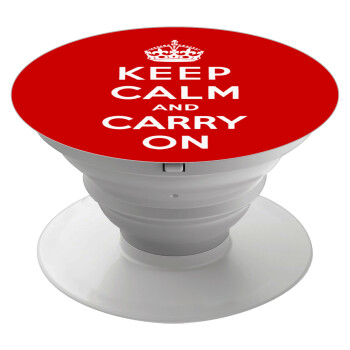 KEEP CALM  and carry on, Phone Holders Stand  Λευκό Βάση Στήριξης Κινητού στο Χέρι