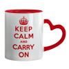 Mug heart red handle, ceramic, 330ml