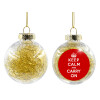 Transparent Christmas tree ball ornament with gold filling 8cm