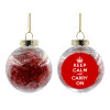 Transparent Christmas tree ball ornament with red filling 8cm