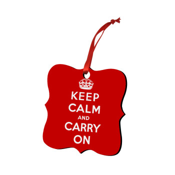 KEEP CALM  and carry on, Christmas ornament polygon wooden 7.5cm