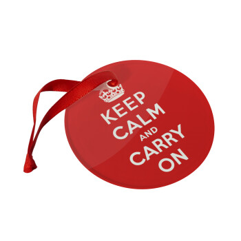 KEEP CALM  and carry on, Christmas ornament glass 9cm