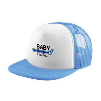 Baby is Loading BOY, Child's Soft Trucker Hat with Blue/White Mesh (POLYESTER, CHILD, ONE SIZE)