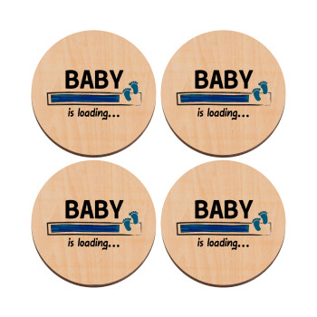 Baby is Loading BOY, ΣΕΤ x4 Σουβέρ ξύλινα στρογγυλά plywood (9cm)