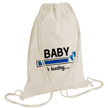 Baby is Loading BOY, Τσάντα πλάτης πουγκί GYMBAG natural (28x40cm)