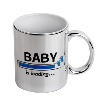 Baby is Loading BOY, Κούπα κεραμική, ασημένια καθρέπτης, 330ml