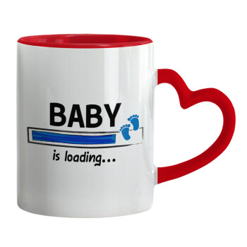 Baby is Loading BOY, Mug heart red handle, ceramic, 330ml