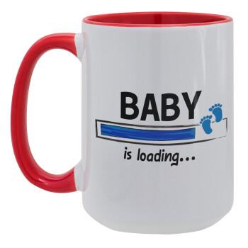 Baby is Loading BOY, Κούπα Mega 15oz, κεραμική Κόκκινη, 450ml