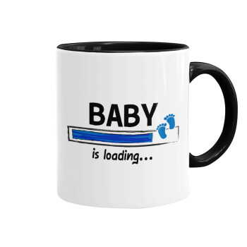 Baby is Loading BOY, Κούπα χρωματιστή μαύρη, κεραμική, 330ml