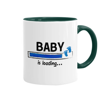 Baby is Loading BOY, Κούπα χρωματιστή πράσινη, κεραμική, 330ml