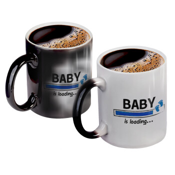 Baby is Loading BOY, Color changing magic Mug, ceramic, 330ml when adding hot liquid inside, the black colour desappears (1 pcs)