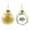 Transparent Christmas tree ball ornament with gold filling 8cm