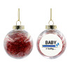 Transparent Christmas tree ball ornament with red filling 8cm