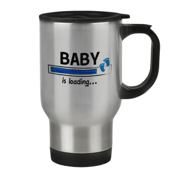 Baby is Loading BOY, Stainless steel travel mug with lid, double wall 450ml